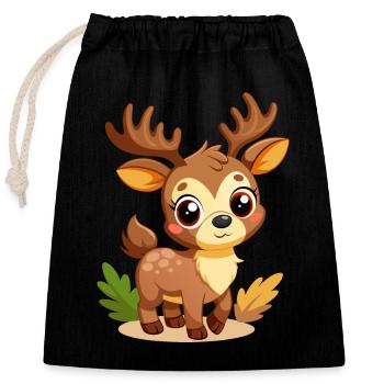 Mignon bébé orignal - Sac cadeau en coton avec cordon (25 x 30 cm) - noir - Devant