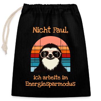 Lustiges Faultier Entspannter Geschenk Humor - Verschließbarer Geschenkbeutel aus Baumwolle (25x30cm) - Schwarz - Vorne