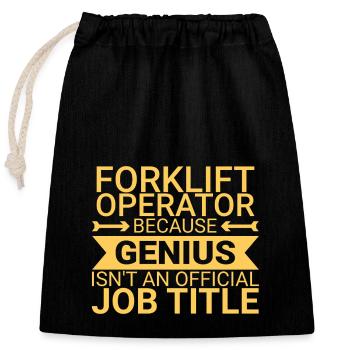 Forklift Operator Genius Forklift Driver - Verschließbarer Geschenkbeutel aus Baumwolle (25x30cm) - Schwarz - Vorne