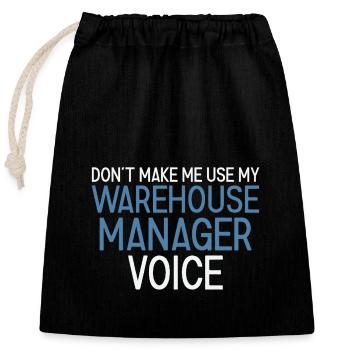 Warehouse Manager Voice - Verschließbarer Geschenkbeutel aus Baumwolle (25x30cm) - Schwarz - Vorne