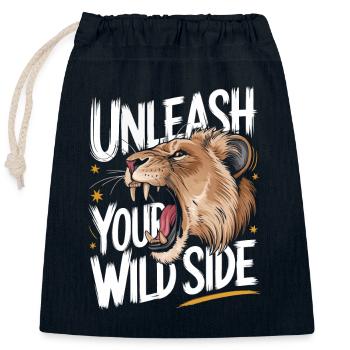 Lion Lion Animal Africa - Closable cotton gift bag (25x30cm) - navy - Front