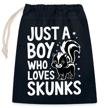 Skunk Zoo Animals - Closable cotton gift bag (25x30cm) - navy - Front