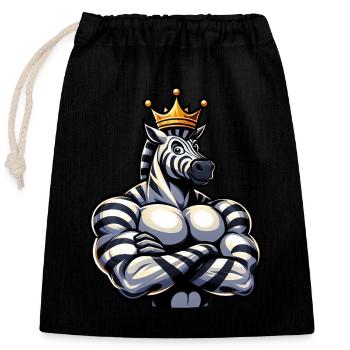 Entraînement de remise en forme Zebra King musclé - Sac cadeau en coton avec cordon (25 x 30 cm) - noir - Devant