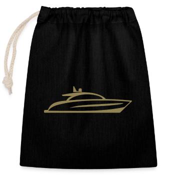 Bateau Yacht Silhouette Minimaliste - Sac cadeau en coton avec cordon (25 x 30 cm) - noir - Devant