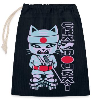 Chat mouraï flex - Verschließbarer Geschenkbeutel aus Baumwolle (25x30cm) - Navy - Vorne