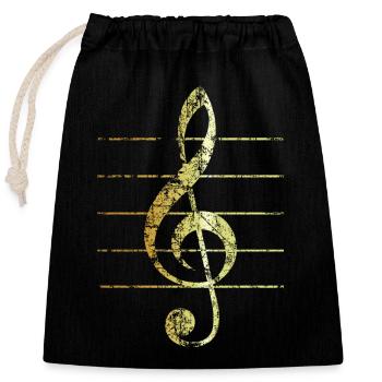 G-Clef - Treble Clef (Ancient Gold) - Closable cotton gift bag (25x30cm) - black - Front