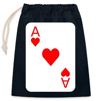 Herz Poker Spielkarte Kostüm - Verschließbarer Geschenkbeutel aus Baumwolle (25x30cm) - Navy - Vorne