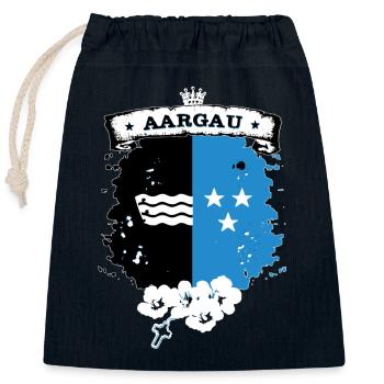 Aargau - Closable cotton gift bag (25x30cm) - navy - Front
