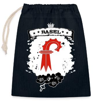 Basel Canton - Closable cotton gift bag (25x30cm) - navy - Front