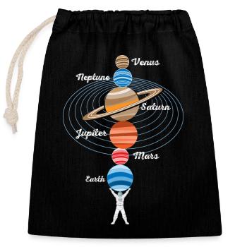 Strong astronaut - Closable cotton gift bag (25x30cm) - black - Front