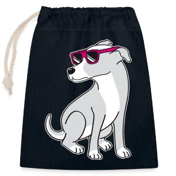 Dog with sunglasses - Closable cotton gift bag (25x30cm) - navy - Front