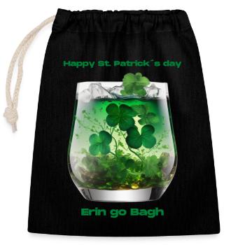 Happy St. Patrick´s Day - Verschließbarer Geschenkbeutel aus Baumwolle (25x30cm) - Schwarz - Vorne