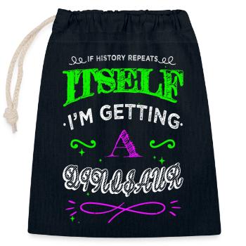 geek prehistoric black baby mamma gift afro - Closable cotton gift bag (25x30cm) - navy - Front