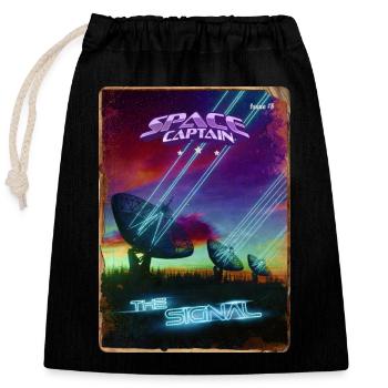 Couverture de magazine de style rétro SpaceCaptain Numéro 8 - Sac cadeau en coton avec cordon (25 x 30 cm) - noir - Devant