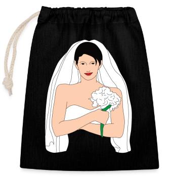 bride black - Closable cotton gift bag (25x30cm) - black - Front