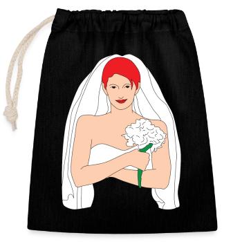 Bride Red 1 - Closable cotton gift bag (25x30cm) - black - Front