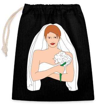 Bride Brown 1 - Closable cotton gift bag (25x30cm) - black - Front