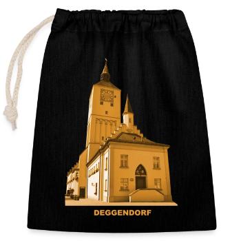 Deggendorf Town Hall Lower Bavaria Danube Isar - Closable cotton gift bag (25x30cm) - black - Front
