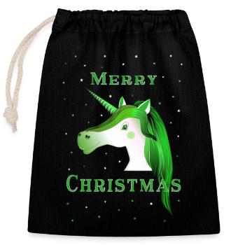 Merry Christmas - Verschließbarer Geschenkbeutel aus Baumwolle (25x30cm) - Schwarz - Vorne