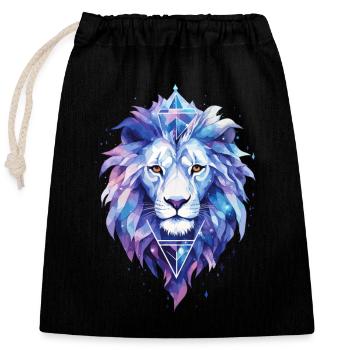 Lion, Lion's Head, Animal, Geometric, Colorful, Art, Motif - Closable cotton gift bag (25x30cm) - black - Front