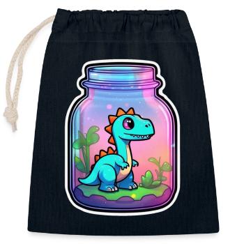 Dinosaur in a Cartoon Jar - Closable cotton gift bag (25x30cm) - navy - Front