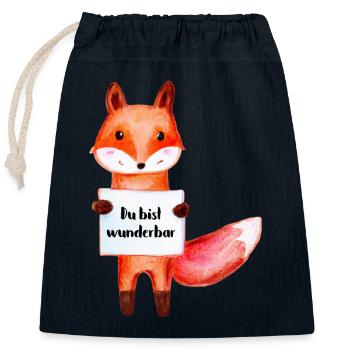 Fuchs - Du bist wunderbar - Verschließbarer Geschenkbeutel aus Baumwolle (25x30cm) - Navy - Vorne