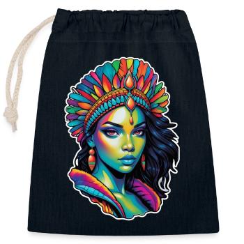 Afro Frau - Schönheit - Verschließbarer Geschenkbeutel aus Baumwolle (25x30cm) - Navy - Vorne