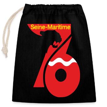 Seine-Maritime - Closable cotton gift bag (25x30cm) - black - Front