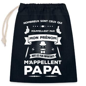 LES PLUS IMPORTANT M'APPELLENT PAPA - Sac cadeau en coton avec cordon (25 x 30 cm) - bleu marine - Devant