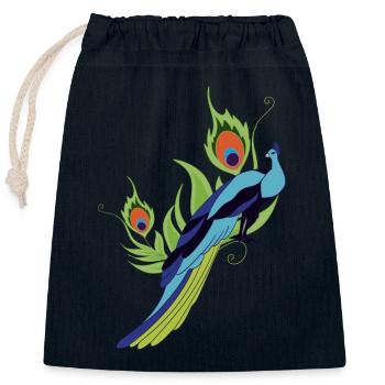 Pfau - Verschließbarer Geschenkbeutel aus Baumwolle (25x30cm) - Navy - Vorne