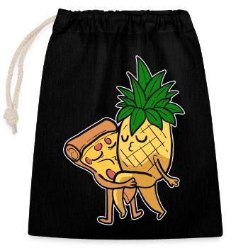 Pineapple Pizza Hawaii - Closable cotton gift bag (25x30cm) - black - Front