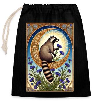 Racoon - Closable cotton gift bag (25x30cm) - black - Front