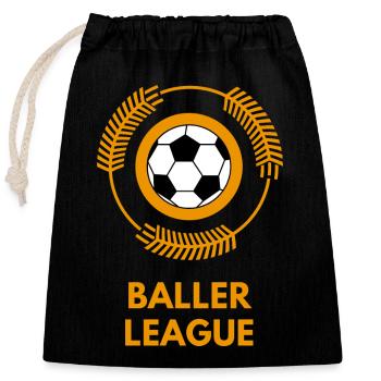 baller league soccer soccer - Closable cotton gift bag (25x30cm) - black - Front