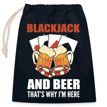 Blackjack Black Jack Bier - Verschließbarer Geschenkbeutel aus Baumwolle (25x30cm) - Navy - Vorne