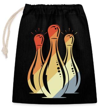 Bowling Graphic Retro Look - Closable cotton gift bag (25x30cm) - black - Front
