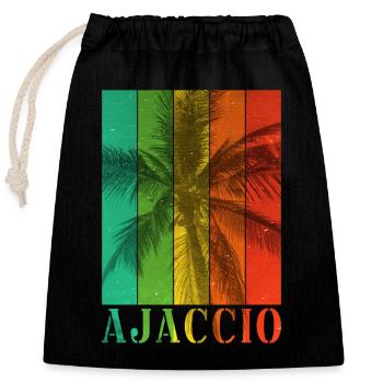 Ajaccio Corsica France Summer Palm Trees Beach - Closable cotton gift bag (25x30cm) - black - Front