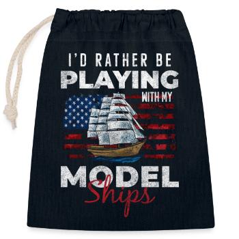 Ship Model Builder Shipping - Closable cotton gift bag (25x30cm) - navy - Front