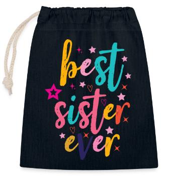 Beste Schwester - Verschließbarer Geschenkbeutel aus Baumwolle (25x30cm) - Navy - Vorne