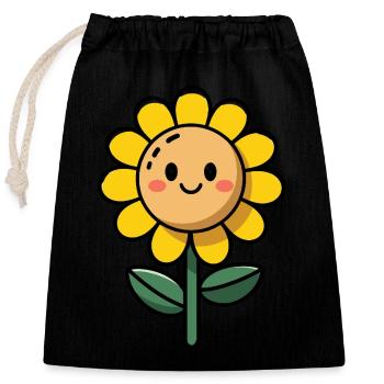 Soft comic book style sunflower flowers - Closable cotton gift bag (25x30cm) - black - Front