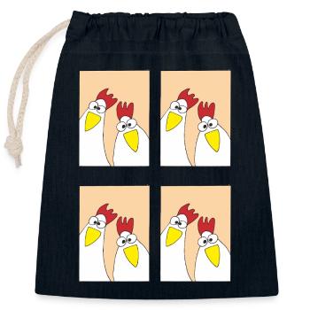 Photos de poulets drôles - Sac cadeau en coton avec cordon (25 x 30 cm) - bleu marine - Devant