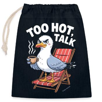 Sassy Seagull Relaxing with Coffee - Closable cotton gift bag (25x30cm) - navy - Front