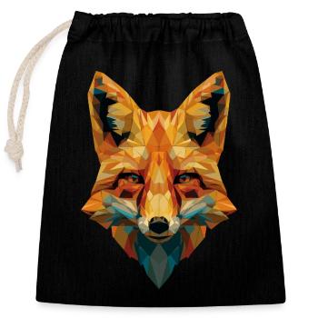 Fuchs im Low-Poly-Stil – Geometrische Kunst. - Verschließbarer Geschenkbeutel aus Baumwolle (25x30cm) - Schwarz - Vorne
