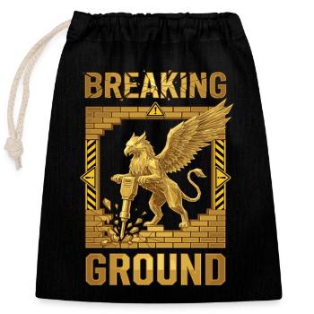 Breaking Ground Greif - Verschließbarer Geschenkbeutel aus Baumwolle (25x30cm) - Schwarz - Vorne