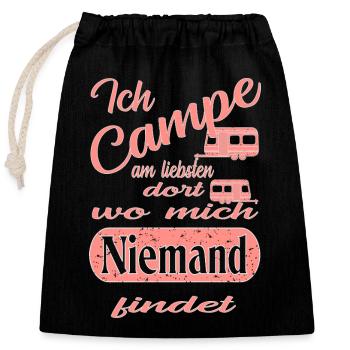 Campen - Verschließbarer Geschenkbeutel aus Baumwolle (25x30cm) - Schwarz - Vorne