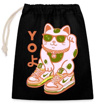 Yo Cat Streetwear Sneakers - Closable cotton gift bag (25x30cm) - black - Front