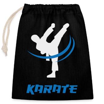 Ideal for MMA fans. Karate High Kick  - Closable cotton gift bag (25x30cm) - black - Front
