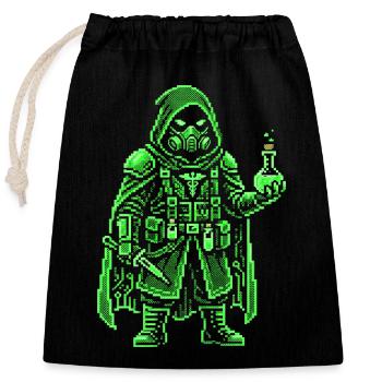 Punk Apothecary Pixel Art Retro Hacker - Closable cotton gift bag (25x30cm) - black - Front