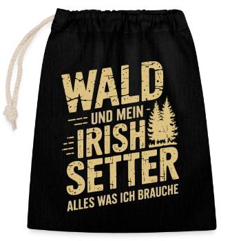 Wald und mein Irish Setter - Verschließbarer Geschenkbeutel aus Baumwolle (25x30cm) - Schwarz - Vorne