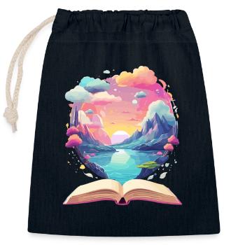 Zauberhafte Bücher Welten - Verschließbarer Geschenkbeutel aus Baumwolle (25x30cm) - Navy - Vorne