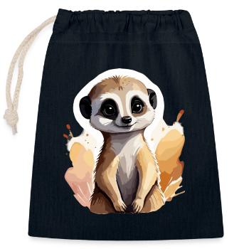Erdmännchen, kühl und cool in der Wüste, niedlich - Verschließbarer Geschenkbeutel aus Baumwolle (25x30cm) - Navy - Vorne